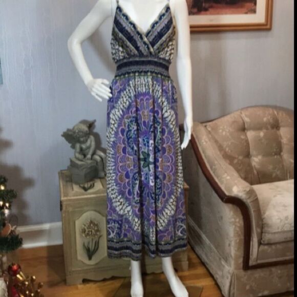 Mandala Peacock Print Maxi Sun Dress S (Please see sizing info in description.) - Picture 10 of 10